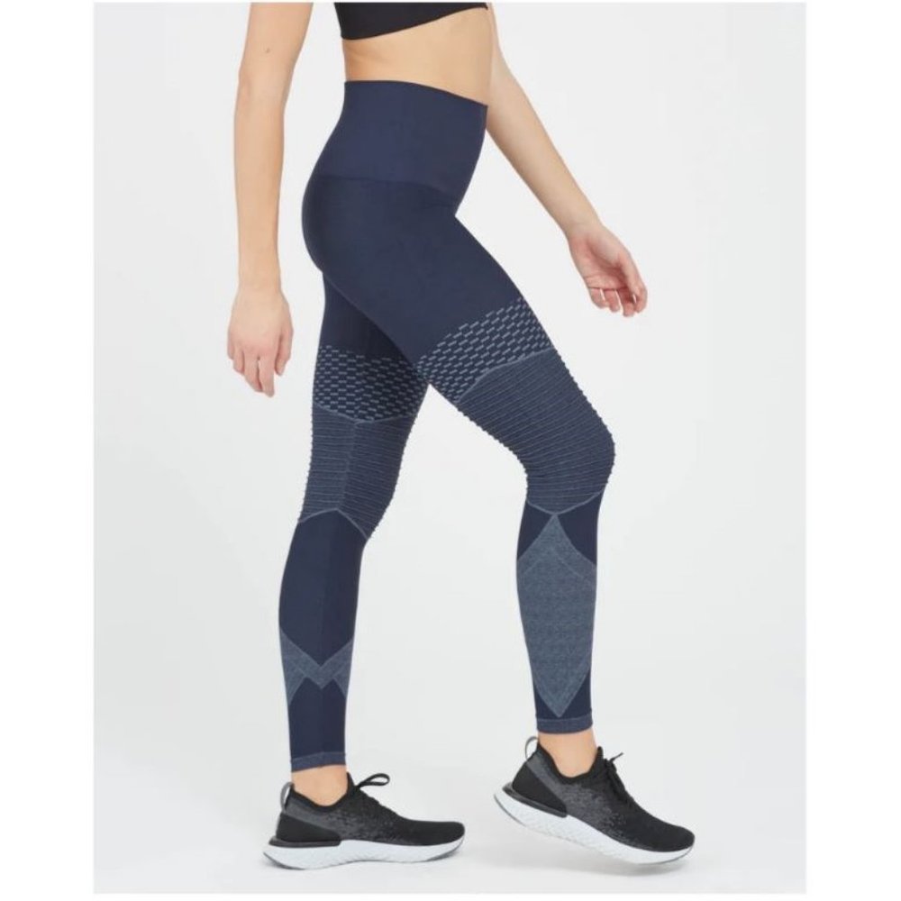 NWOT Spanx Look at Me Now Seamless Moto Leggings Indigo Sky Blue 50200R XS